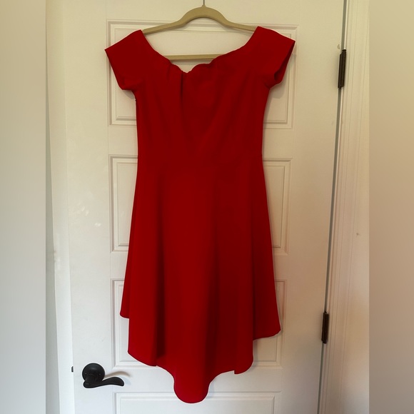 Blue Sand Red Off-The-Shoulder High-Low Dress - Picture 2 of 3